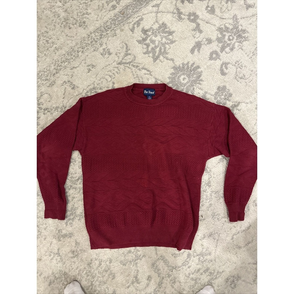 Vintage Par Four Knit Golf Sweater Embroidered Maroon Size LXT Extra Large Tall